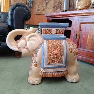 Elefante taburete peana de cerámica vintage - Imagen 2