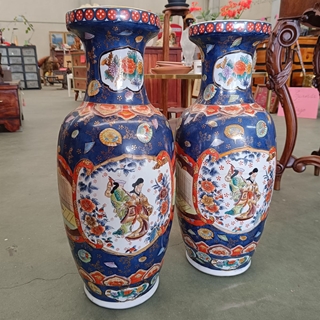 Pareja de jarrones Satsuma de porcelana - Imagen 2
