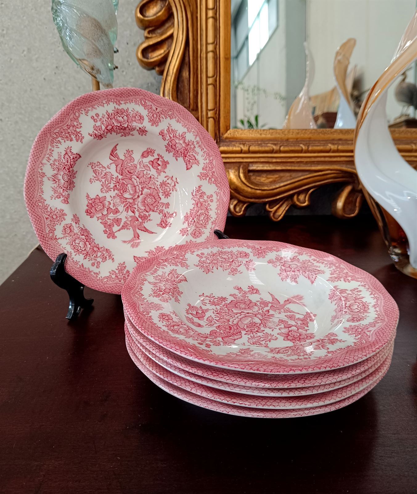 Platos Staffordshire hondos rosa - Imagen 1